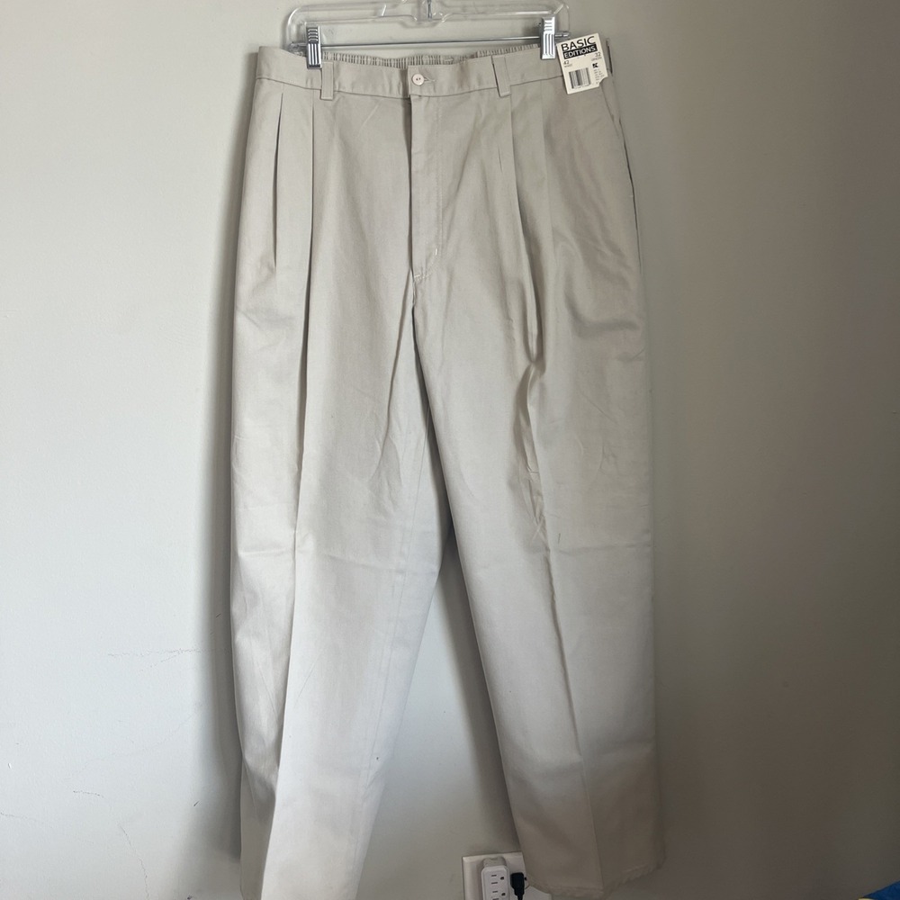 VTG K Mart Basic Editions Khaki Pants Elastic Waist 42 Men's
